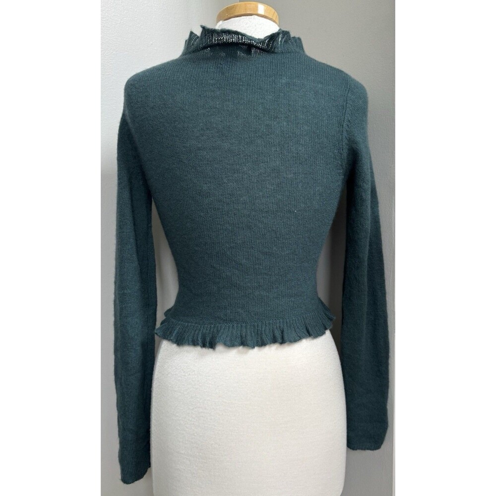 Vintage Laundry by Shelli Segal 100% Cashmere Ruffle Tie Front Wrap Cardigan~SM - Picture 4 of 13